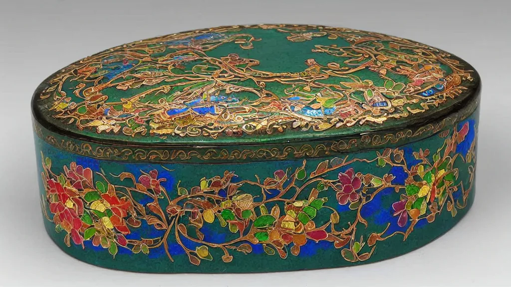 Prompt: a jewlery box cloisonne