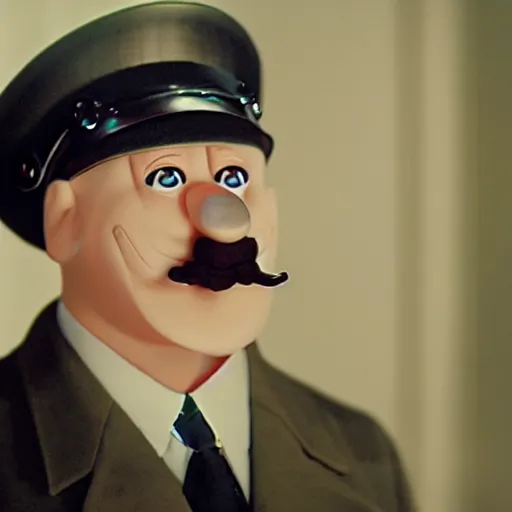 Prompt: A still of Adolf Hitler as a smiling muppet, 4k, photoreal, photograph, highly detailed, epic lighting, award winning