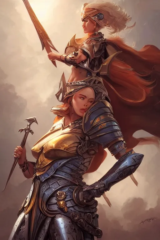 Image similar to amazon valkyrie athena, d & d, fantasy, portrait, highly detailed, headshot, digital painting, trending on artstation, concept art, sharp focus, illustration, art by artgerm and greg rutkowski and magali villeneuve