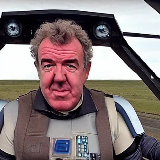 Image similar to Jeremy Clarkson reviewing a Tie Fighter, Star wars, Top Gear, 8k, high quality