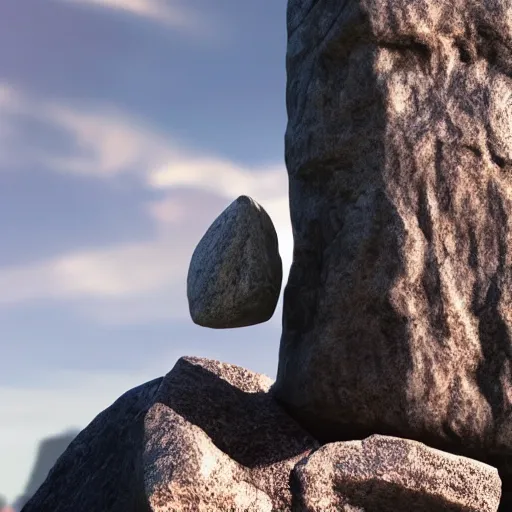 Image similar to photo of the rock flexing and yelling let's go!, bell visible in the background on his left, low perspective, isometric perspective, film scene