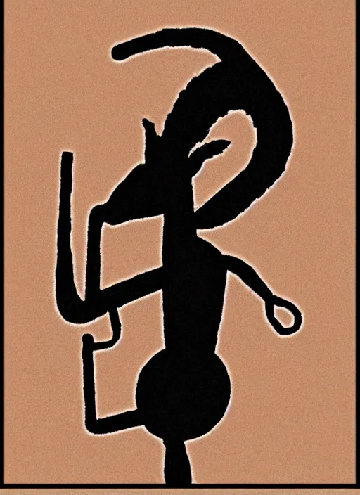 Prompt: kokopelli with black background