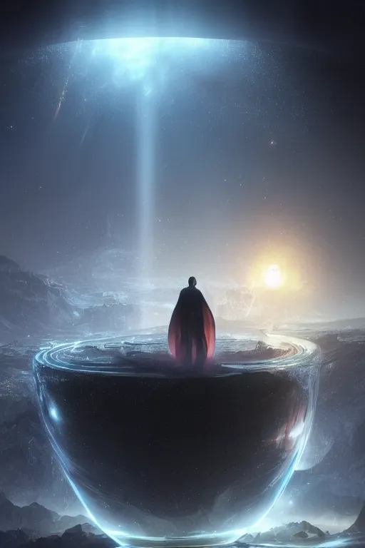 Image similar to oblivion of the eternal celestial Universe inside a Glas sphere, makro shot, dramatic lighting, cinematic, establishing shot, extremly high detail, photo realistic, cinematic lighting, post processed, concept art, artstation, matte painting, style by eddie mendoza, raphael lacoste, alex ross