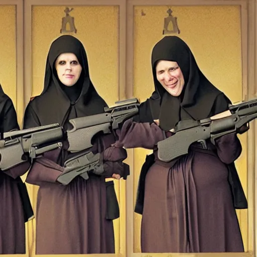 Image similar to nuns with guns