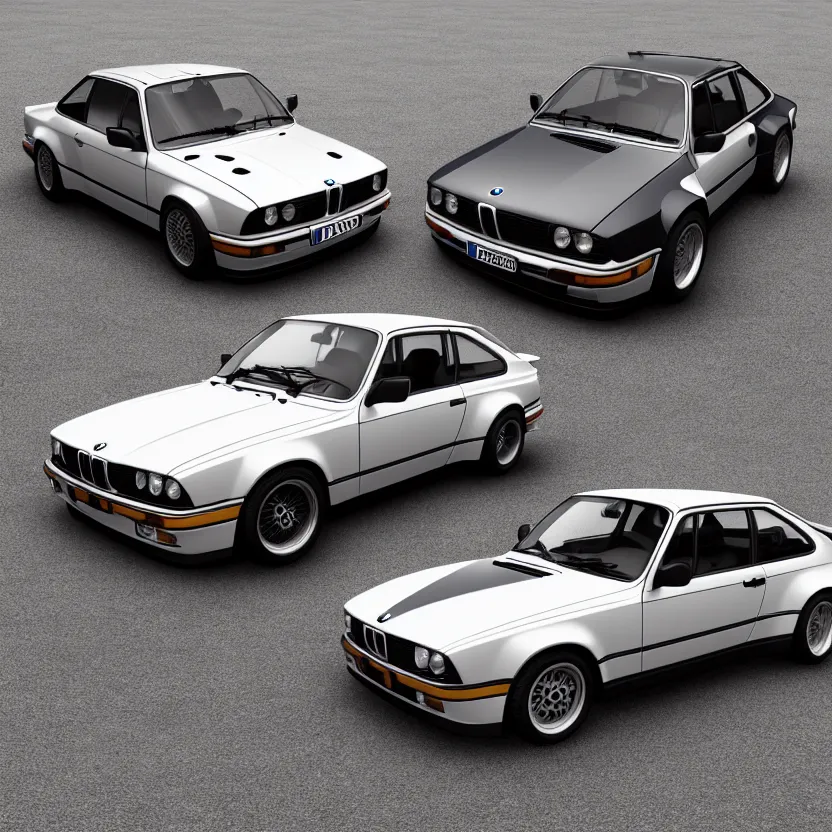 Prompt: bmw e 3 0, porsche 9 1 1, kyza saleem, realistic, 4 k