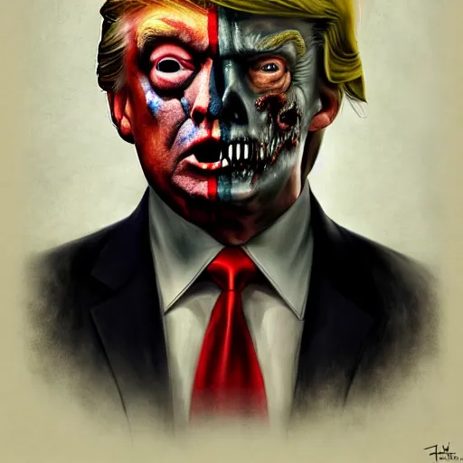 Prompt: portrait of donald trump as a zombie, 7 days to die zombie, fine art, award winning, intricate, elegant, sharp focus, cinematic lighting, digital painting, 8 k concept art, art by michael hussar, art by brom, art by z. w. gu, 8 k