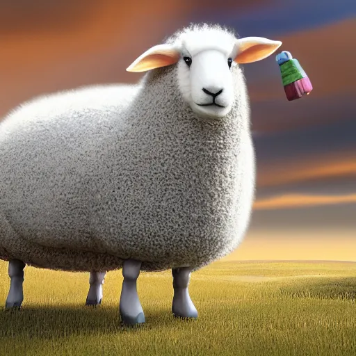 Image similar to grand sheepzilla , hyperrealism, no blur, 4k resolution, ultra detailed-i