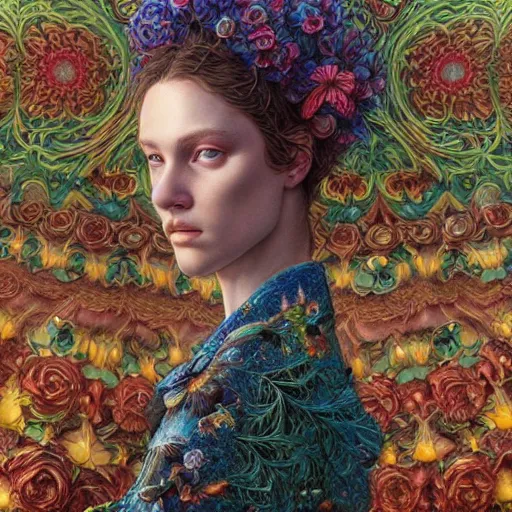 Image similar to hyper detailed masterpiece, floral pattern, jean giraud, single tear, digital art painting, matte painting, beautiful, psychedelic, artgerm, donato giancola, tom bagshaw