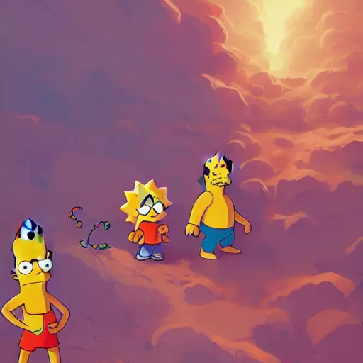 Image similar to hero world the simpsons, behance hd by jesper ejsing, by rhads, makoto shinkai and lois van baarle, ilya kuvshinov, rossdraws global illumination