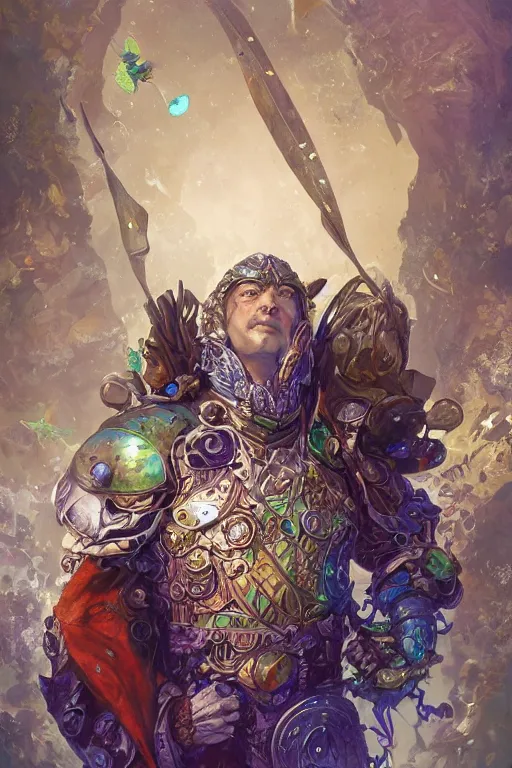 Prompt: portrait of the wizard beetle dreamer wearing reef breastplate by artgerm and Craig Mullins, James Jean, Andrey Ryabovichev, Mark Simonetti and Peter Morbacher 16k