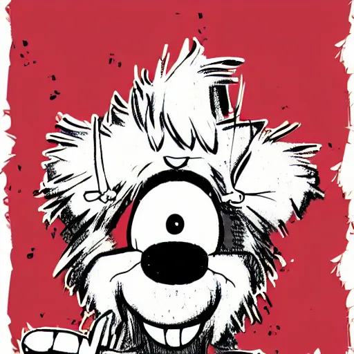 Image similar to grunge cartoon vector sketch of a teddy bear with bloody eyes by - dr seuss, loony toons style, horror theme, detailed, elegant, intricate