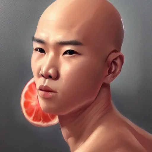 Image similar to bald chinese boy, oil painting, artgerm, portrait, highly detailed, artstation