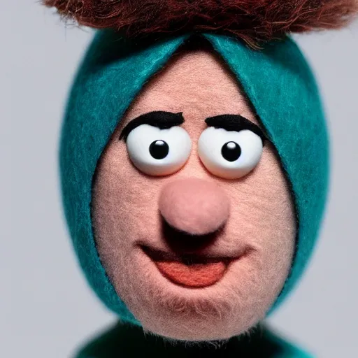 Image similar to jesse pinkman as a muppet. highly detailed felt. hyper real photo. 4 k.