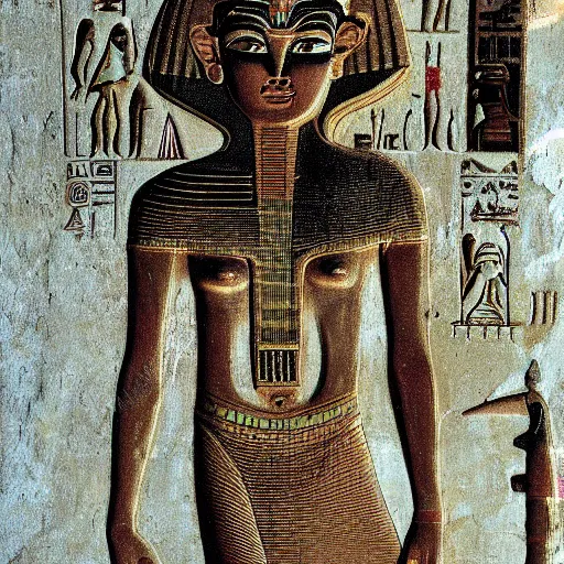 Image similar to ancient egyptian art of a giger - alien