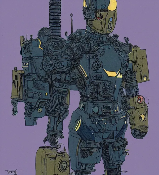 Prompt: atompunk / decopunk powered armor in the style of jean giraud in the style of moebius trending on artstation deviantart pinterest detailed realistic hd 8 k high resolution