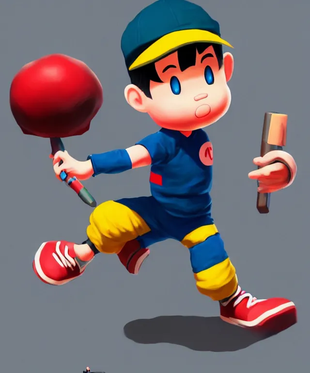 Prompt: ness from earthbound as an apex legends character, crisp 8 k line art, digital painting, artstation, unreal engine, octane render, concept art, matte, sharp focus, hyper realistic lighting, illustration