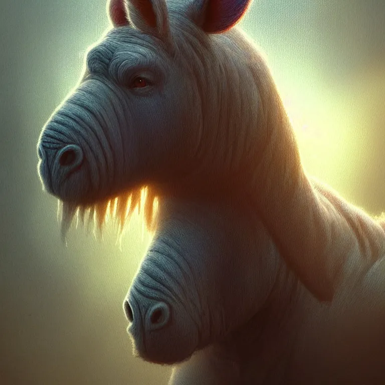 Image similar to epic professional digital art of simple eeyore, atmospheric lighting, painted, intricate, detailed, by leesha hannigan, thierry doizon, ignacio fernandez rios, best on artstation, cgsociety, epic, stunning, gorgeous, much detail, much wow, masterpiece