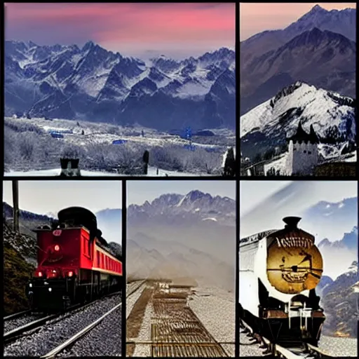 Image similar to Stunning image of The Orient Express navigating The Alps by various artists