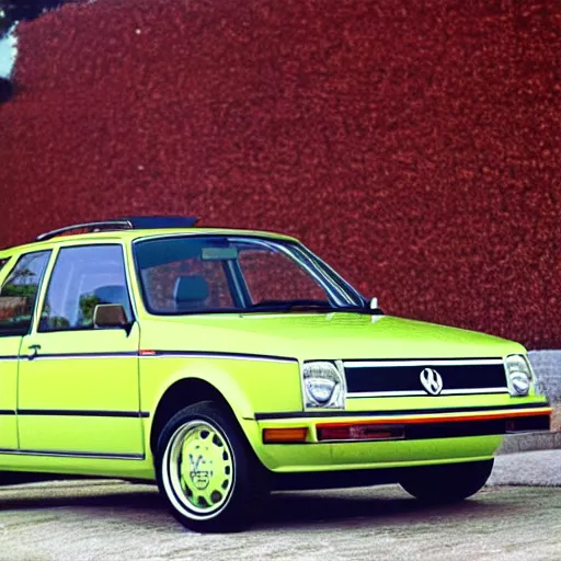 Image similar to 1980 Volkswagen designed by a lime, product photo,