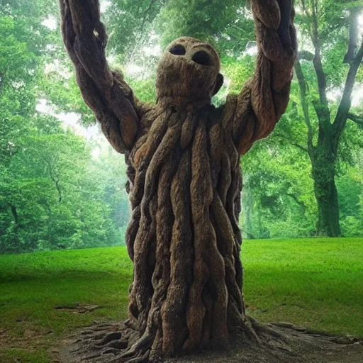 a tree with human arms and legs