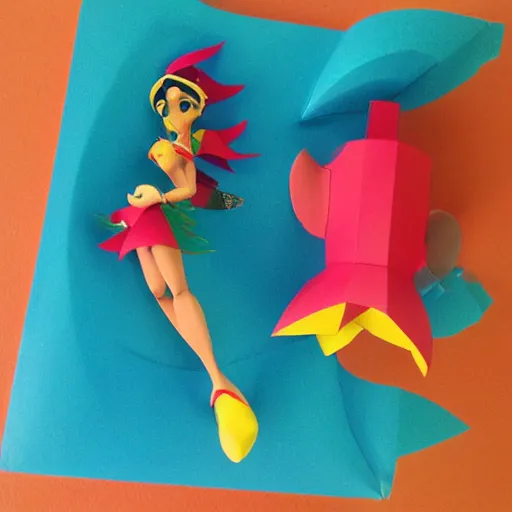 Prompt: a paper model of shantae, paper modeling art.