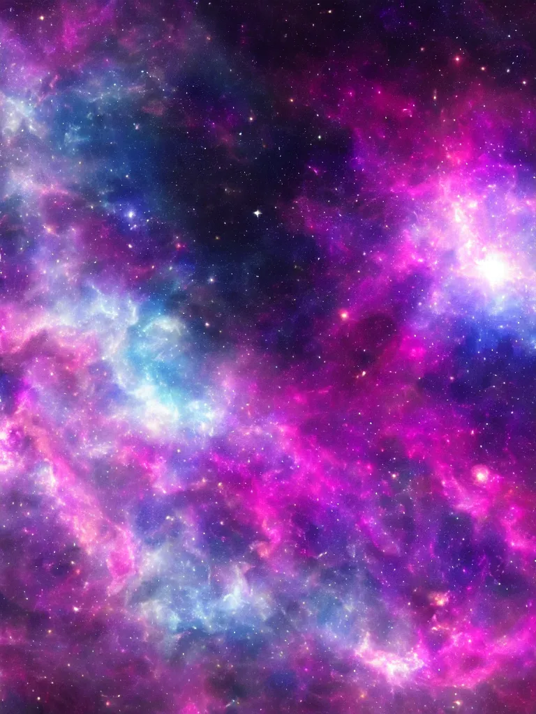 Prompt: celestial epic purple blue and pink colored deepspace image of a sparkling cosmic universe, celestial features, nasa photos, artstation