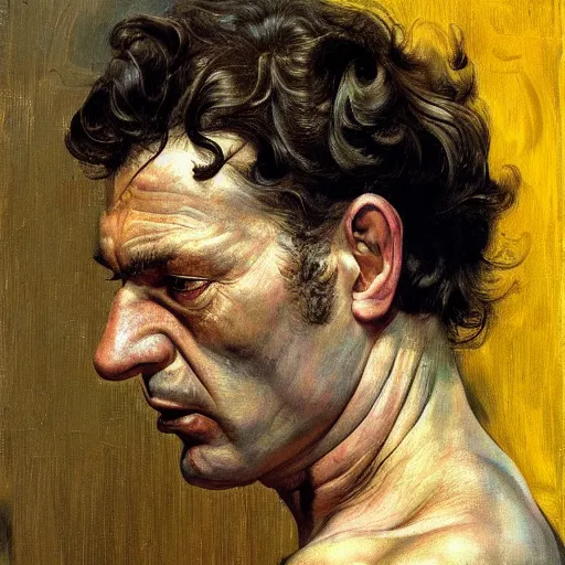 Prompt: high quality high detail painting by lucian freud and frank frazetta, hd, yellow