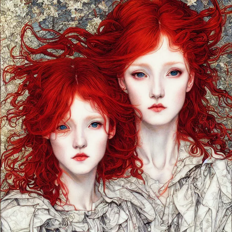 Image similar to portrait of a young red haired woman painted by ayami kojima