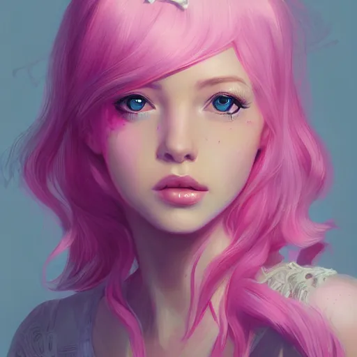 Image similar to teen girl, pink hair, gorgeous, amazing, elegant, intricate, highly detailed, digital painting, artstation, concept art, sharp focus, illustration, art by Ross tran