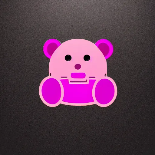 Image similar to iconic vector logo of cute cuddly pink bear with a podcast microphone, melodic, headphones, music, streaming, dreamy, isometric, adorable, octane render, golden ratio, 4k UHD, iconic design