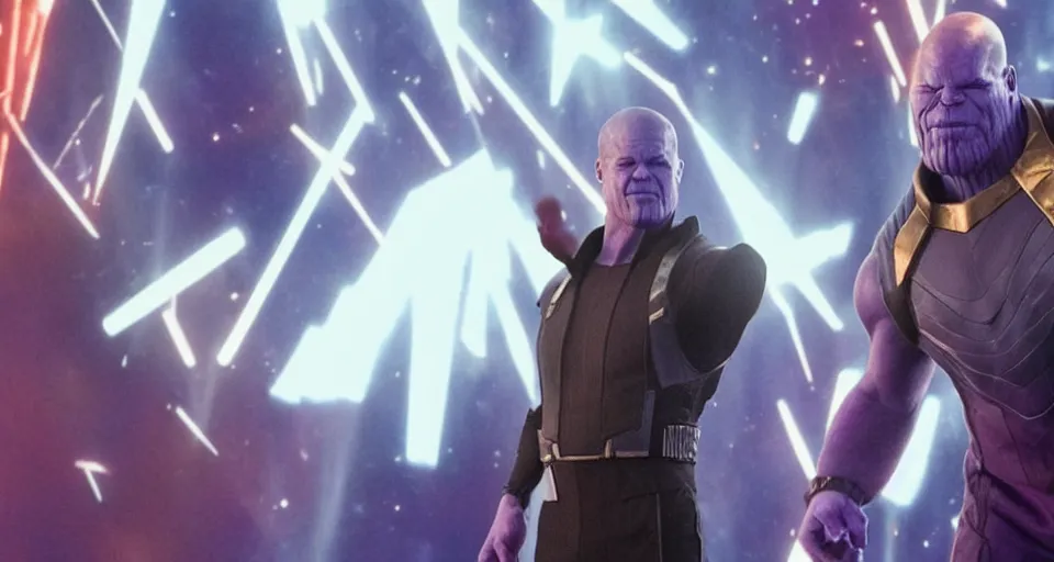 Prompt: thanos solo performing in the eurovision