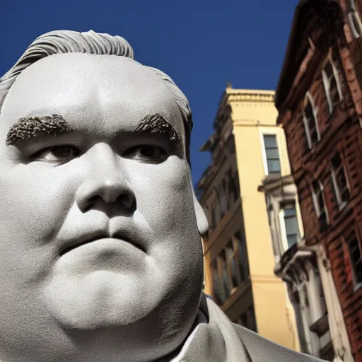 Prompt: a statue of john candy made out of hair, 8 k photo