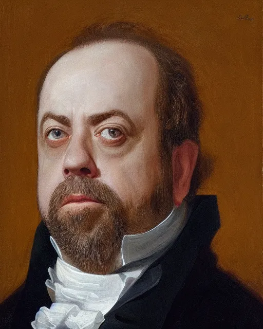 Prompt: upper body portrait of paul giamatti! as united states president andrwe jackson, 1 8 3 4, paul giamatti, official portrait, oil on canvas by anton otto fischer, trending on artstation