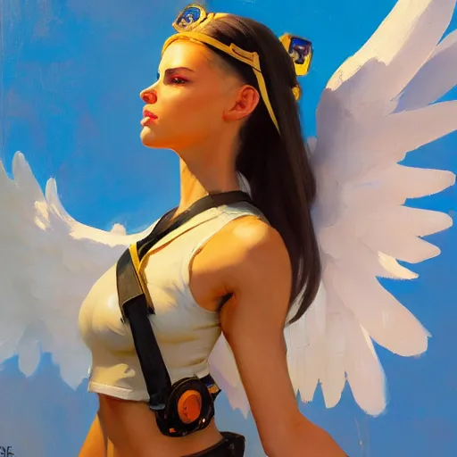 Prompt: greg manchess portrait painting of an angelic raver girl as overwatch character, medium shot, asymmetrical, profile picture, organic painting, sunny day, matte painting, bold shapes, hard edges, street art, trending on artstation, by huang guangjian, gil elvgren, ruan jia, greg rutkowski, gaston bussiere