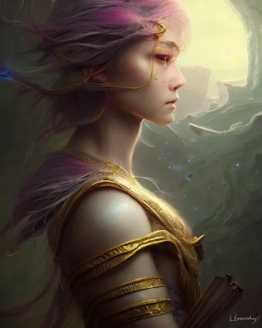 Image similar to a ( ( girl as personification of intellect ) ), beauty, fantasy, fractal crystal, digital painting by krenz cush art, greg rutkowski, artgerm, laurie greasly, wlop, intricate, highly detailed!!, sharp focus, smooth, epic composition, unreal engine, masterpiece, 8 k, interesting background