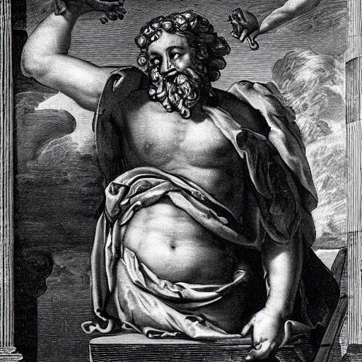 Prompt: Zeus, Jupiter, Perkunas, Tyr, Dyeus Pita, portrait, by Hendrick De Clerke