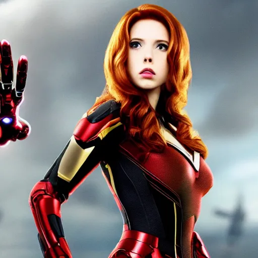 Image similar to A still photograph of Amouranth as Black Widow in Iron Man 2 (2010),