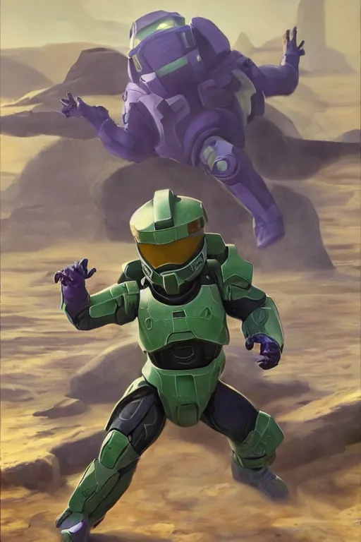 Image similar to arbok pokemon pokemon playing as master chief, oil on canvas, intricate, 8 k highly professionally detailed, hdr, cgsociety