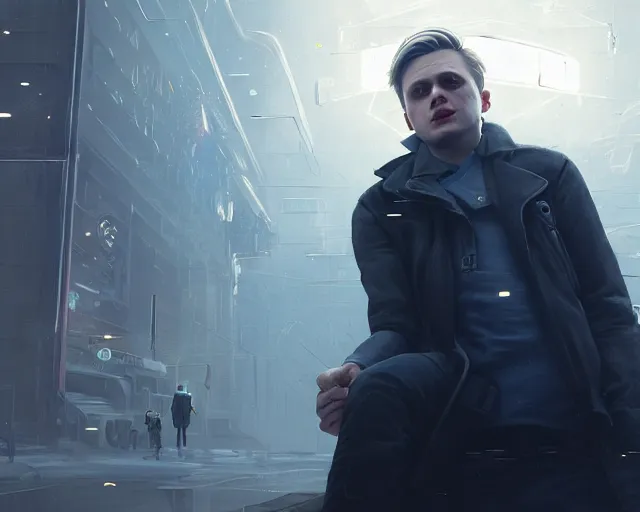 Image similar to highly detailed portrait of michael pitt as an android choking someone, in detroit : become human, stephen bliss, unreal engine, fantasy art by greg rutkowski, loish, rhads, ferdinand knab, makoto shinkai and lois van baarle, ilya kuvshinov, rossdraws, tom bagshaw, global illumination, radiant light, detailed and intricate environment