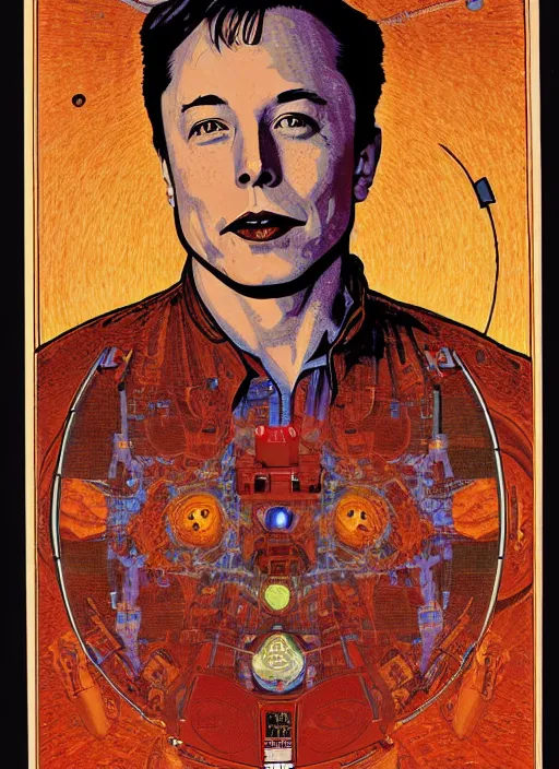 Prompt: ( ( ( portrait of elon musk ) ) ) by ivan bilibin, spacex, mars mission,