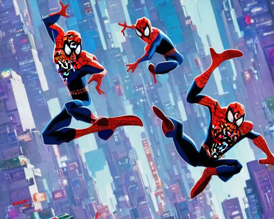Prompt: spider - man : into the spider - verse in style by dennis venizelos and vladimir spasojevic, 1 9 9 4