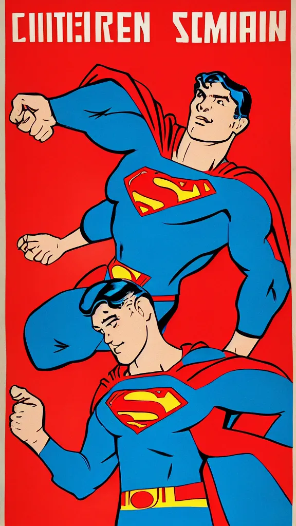 Image similar to superman soviet union propaganda poster