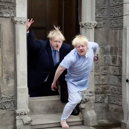 Prompt: Boris Johnson rising a eunuch in to battle, cinematic, photorealistic, highly detailed