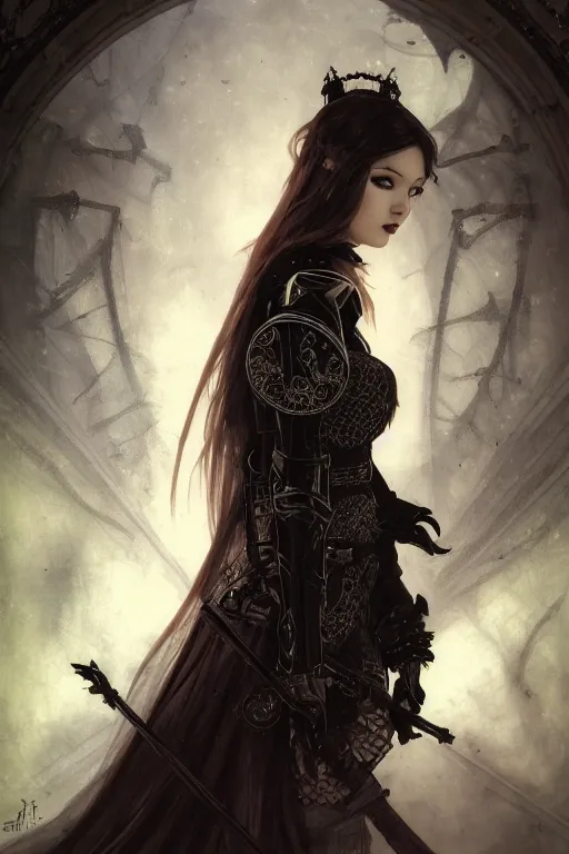 Image similar to beautiful and gothic and evil and luxury and dieselpunk young medieval female knight portrait like blackpink lisa +smoky eyes+front face with light flowing hair, ultradetail face, art and illustration by tian zi and craig mullins and WLOP and alphonse mucha, fantasy, intricate complexity, human structure, human anatomy, fantasy character concept, watermark, blurry, hyperrealism 8k