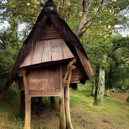 Prompt: witch hut on stilts in the form of cock's feet