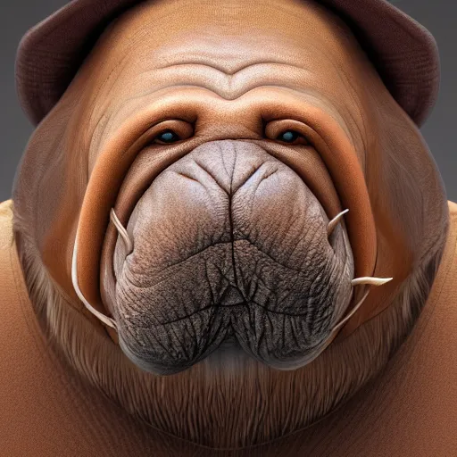 Image similar to a walrus resembling a human, photorealistic 4K.