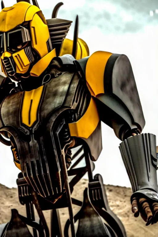 Image similar to movie still from westworld, bumblebee,