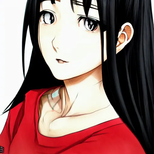 Prompt: full headshot portrait of a girl with long black hair, drawn by ATDAN, by Avetetsuya Studios, attractive character, colored sketch anime manga panel, trending on Pixiv