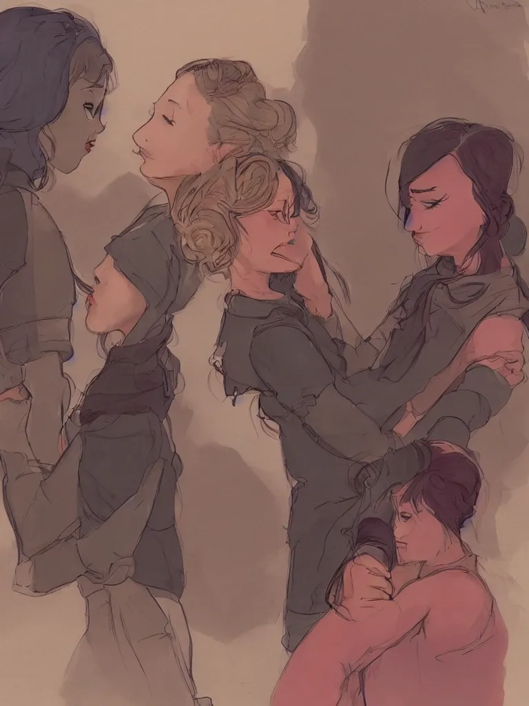 Image similar to lesbian love by disney concept artists, blunt borders, rule of thirds