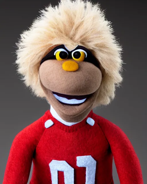 Image similar to adin ross as a muppet. highly detailed felt. hyper real photo. 4 k.